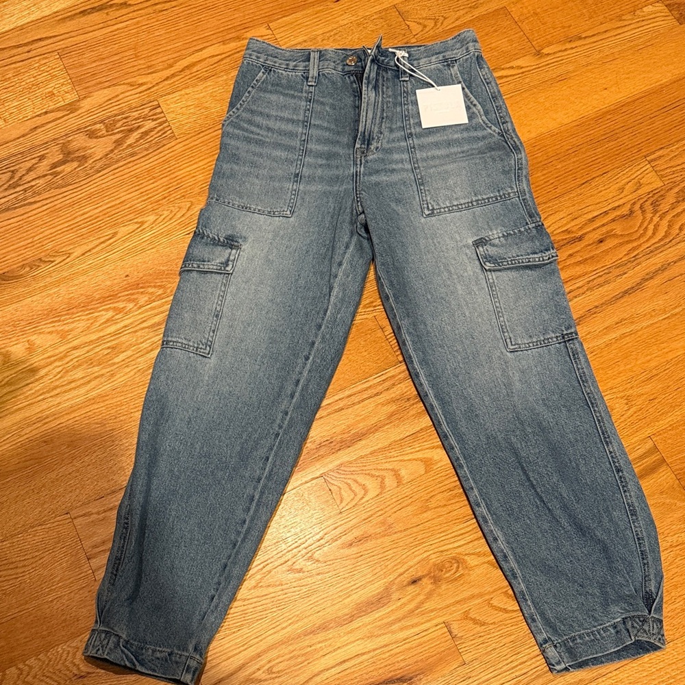 Pistola Josephine High Rise Tapered Cargo Jeans in Light Blue - Picture 3 of 5